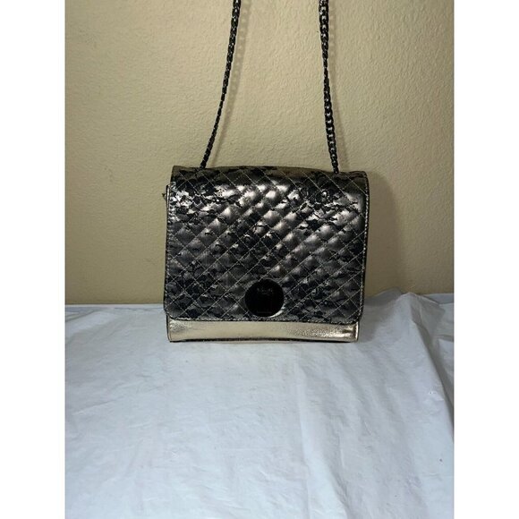 Gianni Bernini gold Leather Shoulder bag Chain Strap interchangeable zip off - Picture 11 of 13